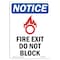 Signmission OSHA Sign, Fire Exit Do Not Block With Symbol, 14in X 10in Rigid Plastic, 10"W, 14" L, Portrait OS-NS-P-1014-V-12587 - alternate 1
